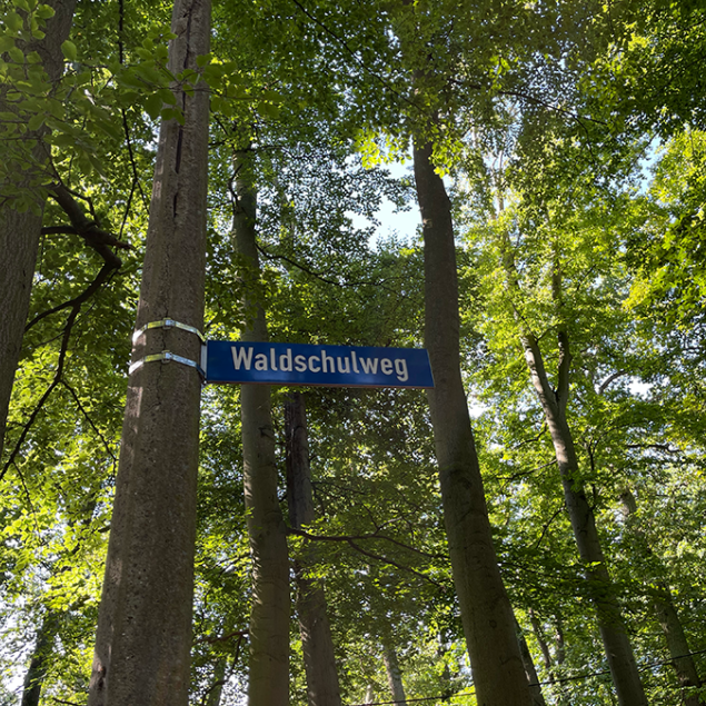AWO Sano Jugendherberge Schwerin Schild zum Waldschulweg